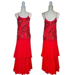 Vintage 80’s Does 20’s Drop Waist Gatsby Style Prom Evening Gown by Sho Max